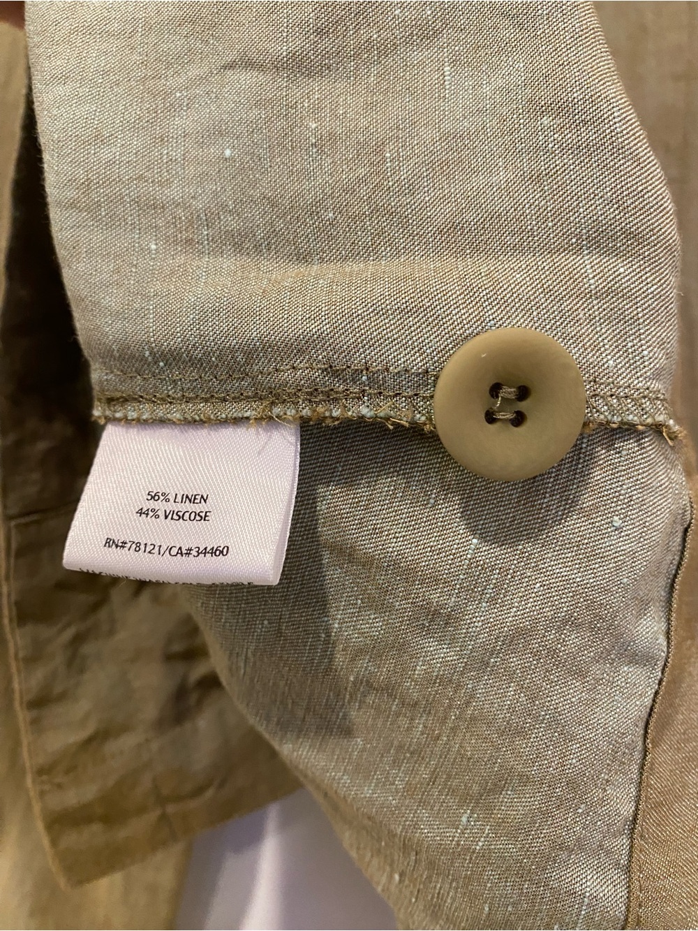Eileen Fisher Linen Blend Button Front Shirt L Olive Green Minimalist - Picture 8 of 9
